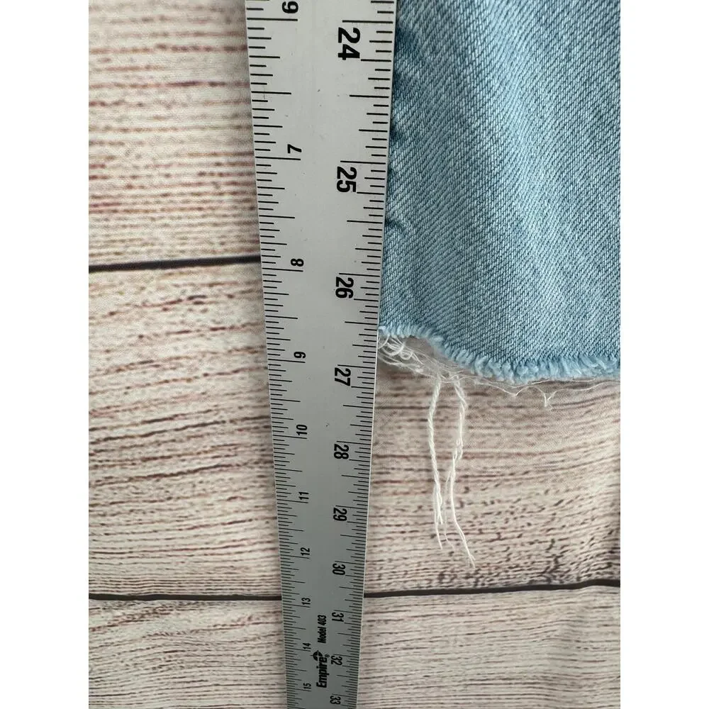 Mother Mid‎ Rise Rambler Zip Flood Jeans Womens 34 Blue Light Wash Ripped Off